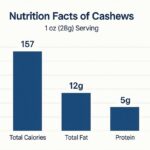 Detailed view of calories in one cashew and in a cup of cashews