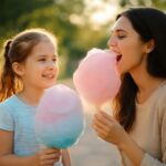 A visual comparison of cotton candy calories and calories in fresh cherries
