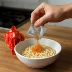 A variety of low calorie high volume foods including flour and ramen
